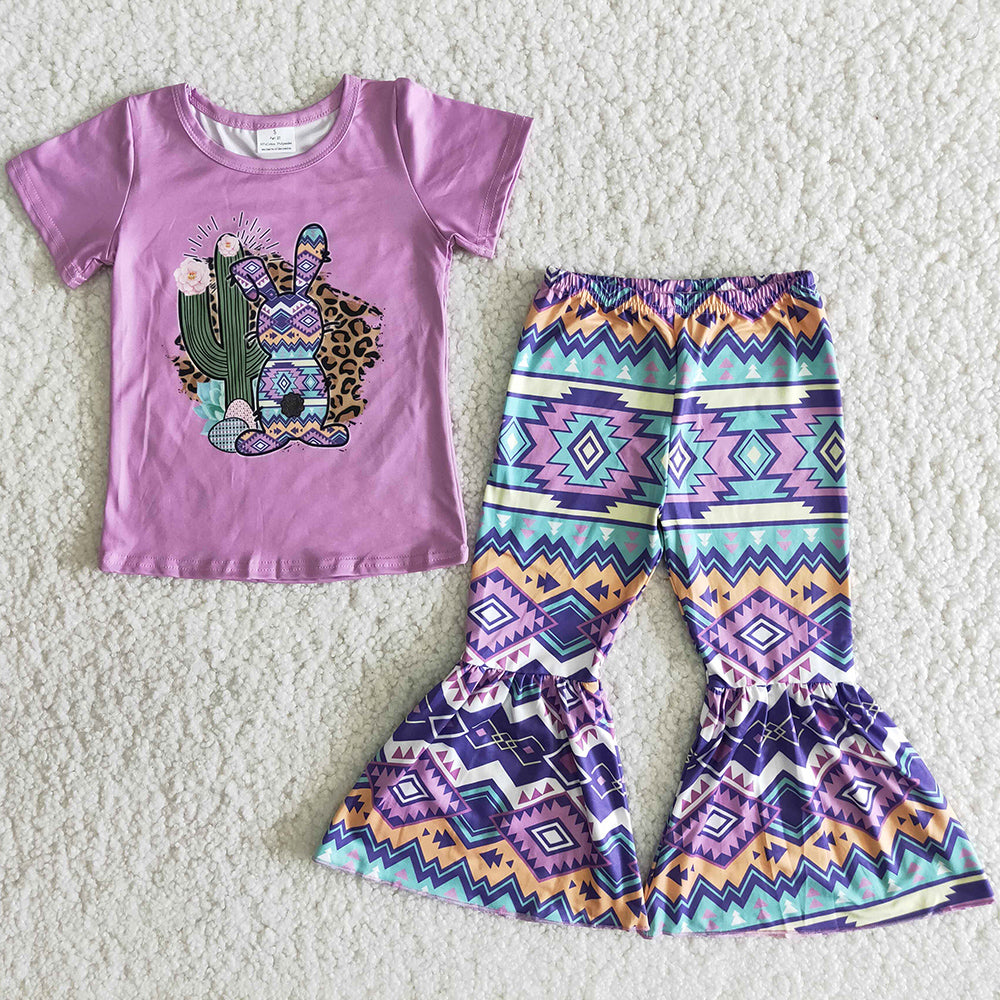 kids clothing Easter Bunny Purple T-shirt boutique clothes wholesale RTS NO MOQ girl clothing kids boutique clothing