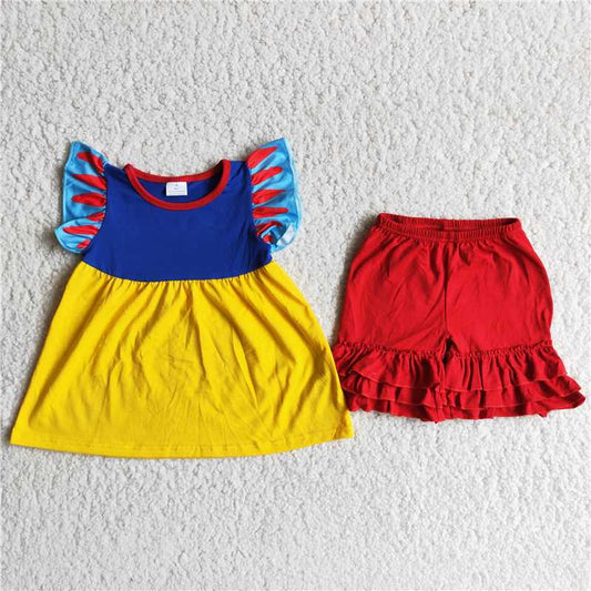 RTS hot sale popular baby girls summer princess girl wear short sleeve shirt children lovely kids boutique outfits fashion design sets