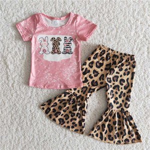 New arrival pink bunny easter girls boutique clothing sets wholesale RTS NO MOQ kids little girls clothing sets clothes