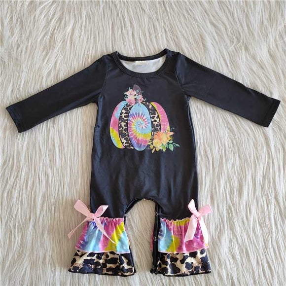 newest no MOQ toddler clothes cute baby girls kids clothes rts halloween pumpkin romper