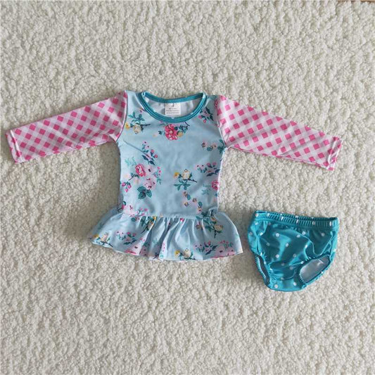 RTS Children Boutique Kids Long Sleeve Swimsuits 2pcs Ruffle Baby Girls Toddler Fashion Boutique Outfits Clothing Sets