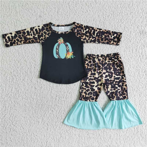 6 A13-15  Girls' Blue Pumpkin Leopard Pants Set