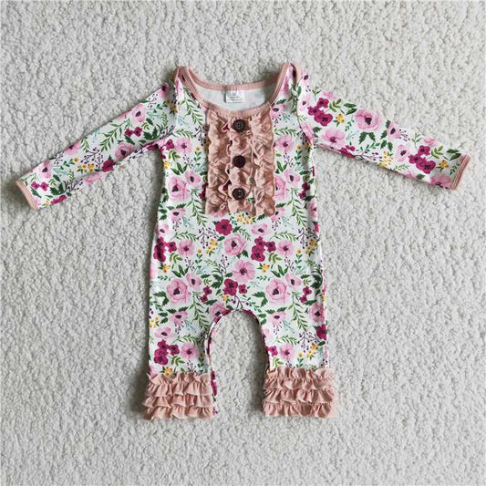 hot sale popular no MOQ cute baby girls kids clothes rts floral baby girls romper