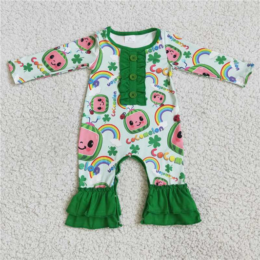 hot sale popular no MOQ cute baby girls kids clothes rts floral baby girls watermelon romper