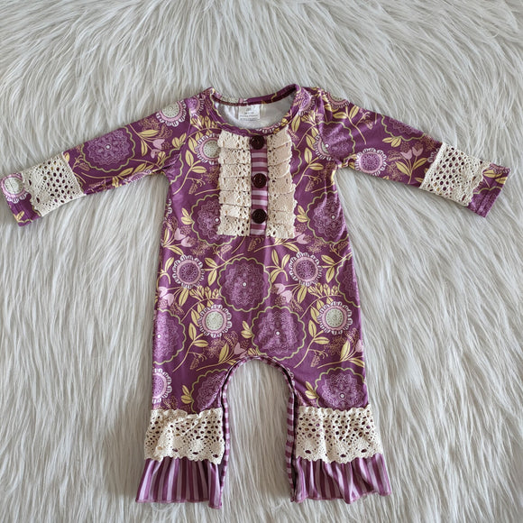 hot sale popular no MOQ cute purple baby girls kids clothes rts cute baby girls romper