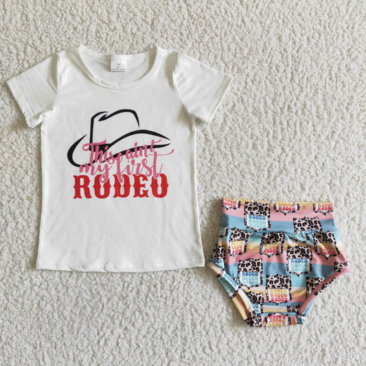 GBO0023   summer girls suit   White short-sleeved letter print with printed shorts