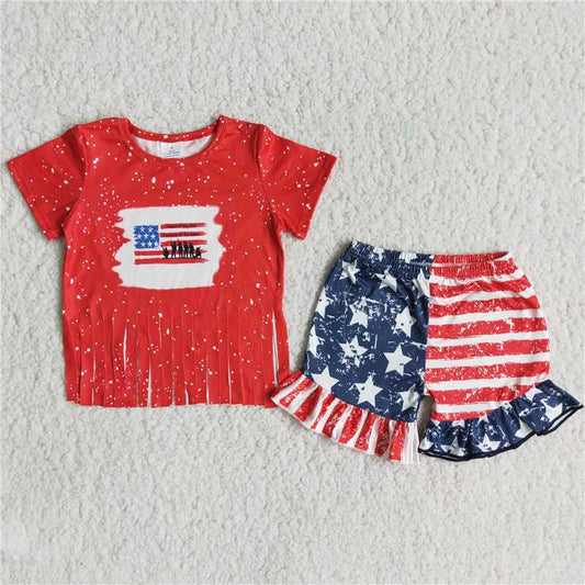 C16-2 Red Flag Tassel Stars and Stripes Set