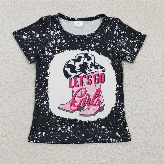 GT0125Girls lets go boots hat short sleeve top black