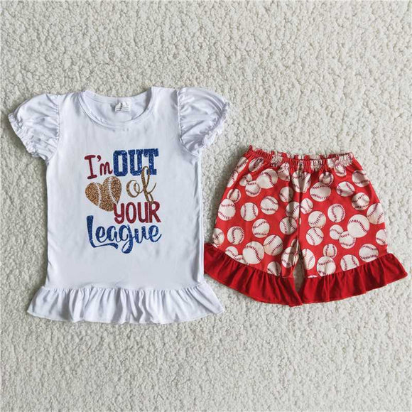 RTS girls clothes baseball girl summer wear kids clothing sets lovely toddler baby girl outfit