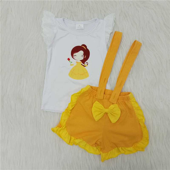 A10-15Summer's new cartoon yellow bow suspenders