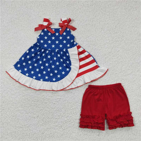 D7-1National Day Strap Star skirt Shorts suit