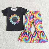 A6-24 Colorful Sunflower Short Sleeve Pants Set