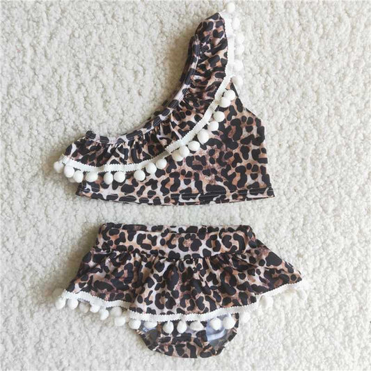 RTS Children Boutique Kids Leopard Swimsuits 2pcs Ruffle Baby Girls Toddler Fashion Boutique Outfits Clothing Sets