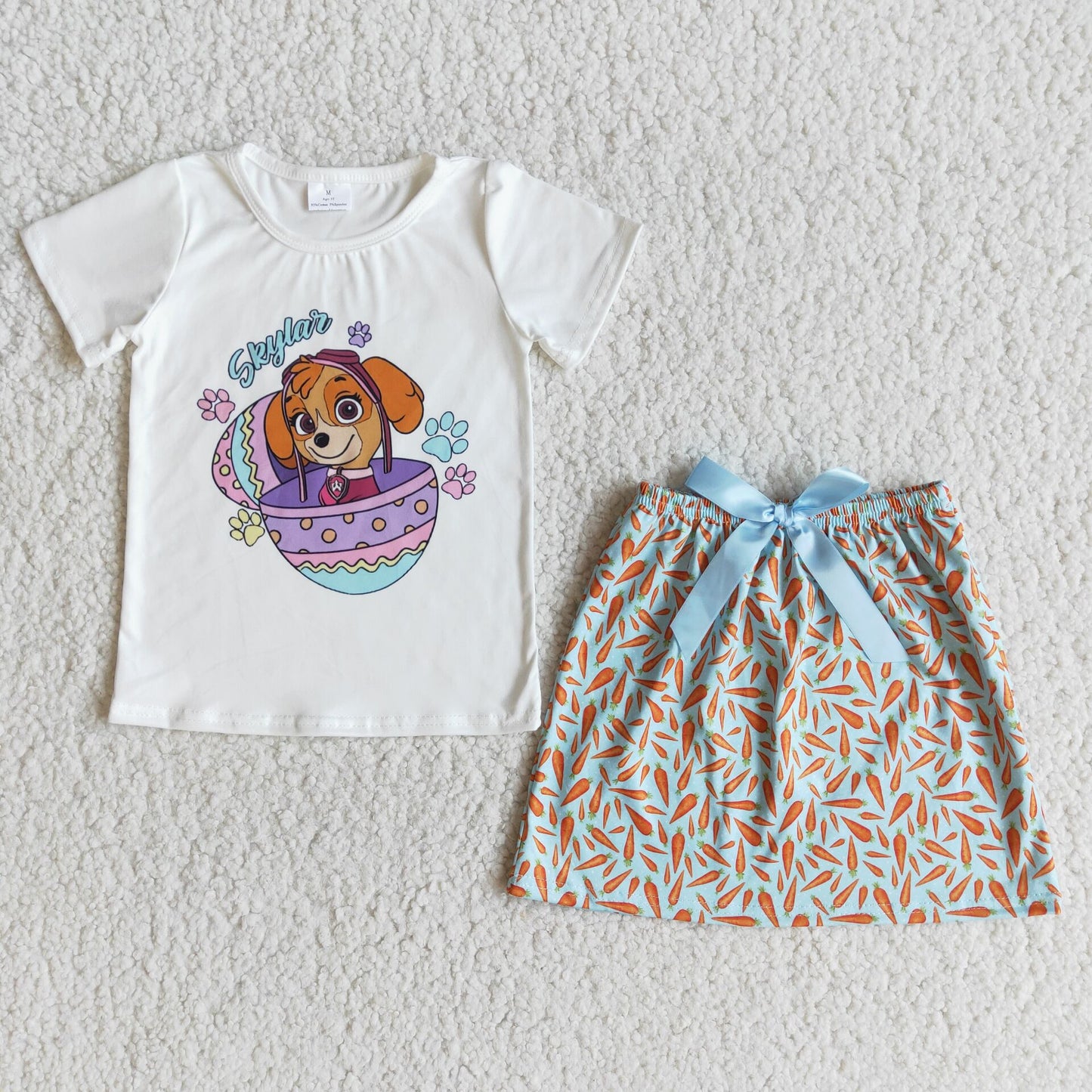 E10-1  Cartoon puppy print short-sleeved top with shorts