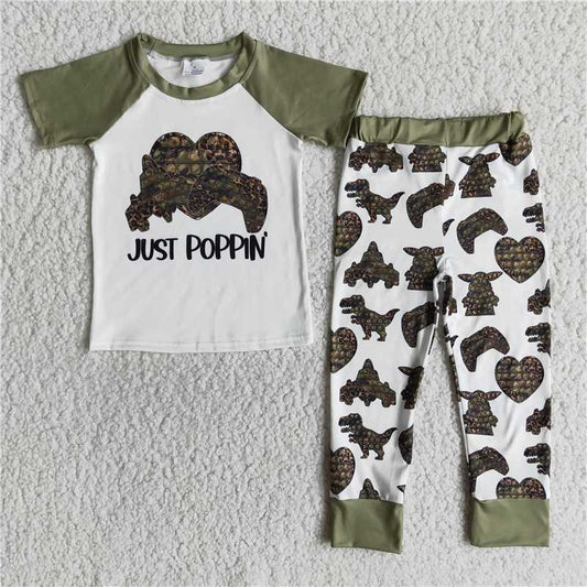 E12-16   Dinosaur Short Sleeve Pants Set