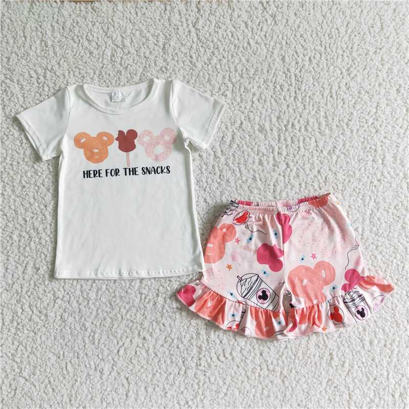 GSSO0049Girl's cartoon white short sleeve shorts boutique suit