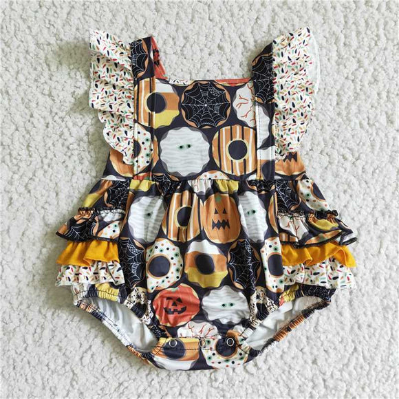 SR0079 Halloween Pumpkin Donut Camisole Bodysuit