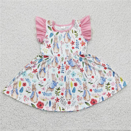 GSD0229Girl Peter Rabbit Floral Flying Sleeve dress