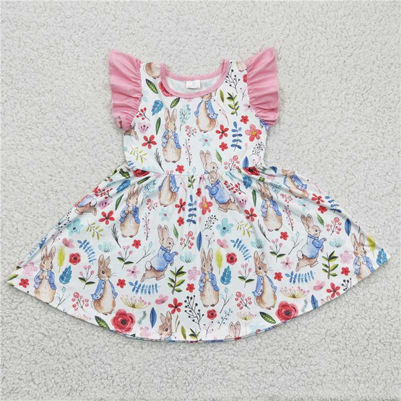 GSD0229Girl Peter Rabbit Floral Flying Sleeve dress