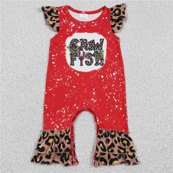 SR0149 Girls CRAW FISH Red Flying Sleeve Jumpsuit