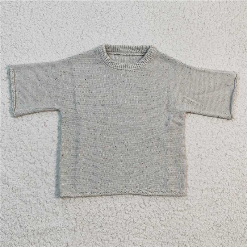 GT0142Gray short-sleeved sweater