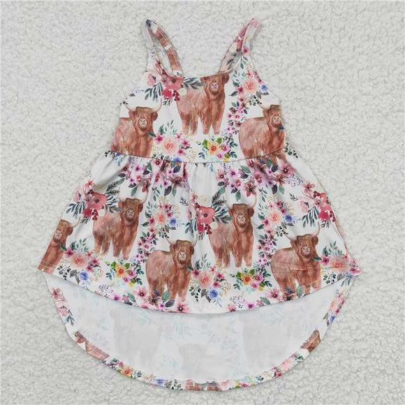 GSD0265Girl's Alpine Cow Flower Sling dress