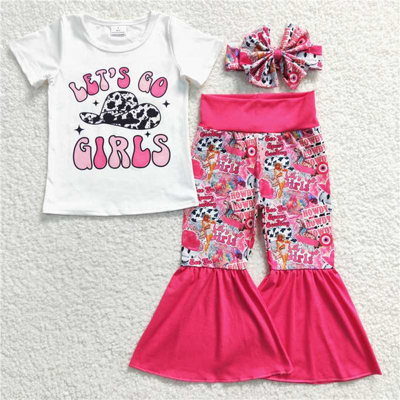 GSPO0511GIRLS Girls Hat Short sleeve Rose-red pants suit