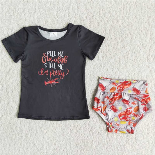 B16-14  	  girls letter peer me lobster thong suit