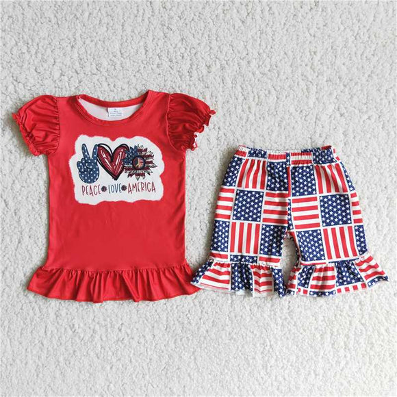 D12-15 Gesture Heart American Stars Stripe Shorts