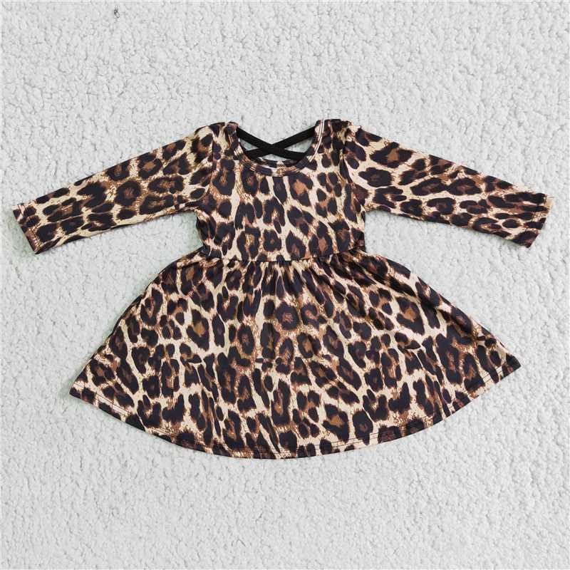 6 A15-30Summer new girl leopard print long-sleeved skirt fashion cute boutique wholesale price