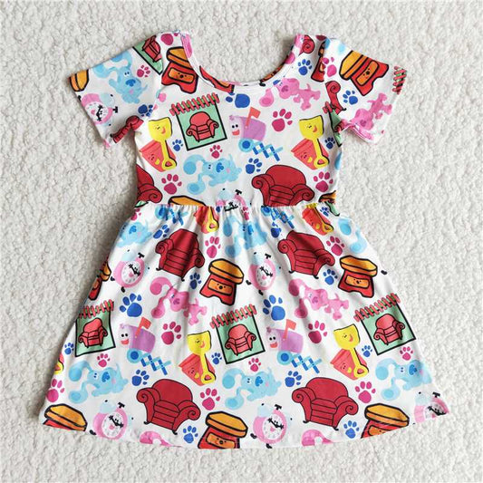 E7-5  Sofa Alarm clock print short-sleeved dress summer girls' new style