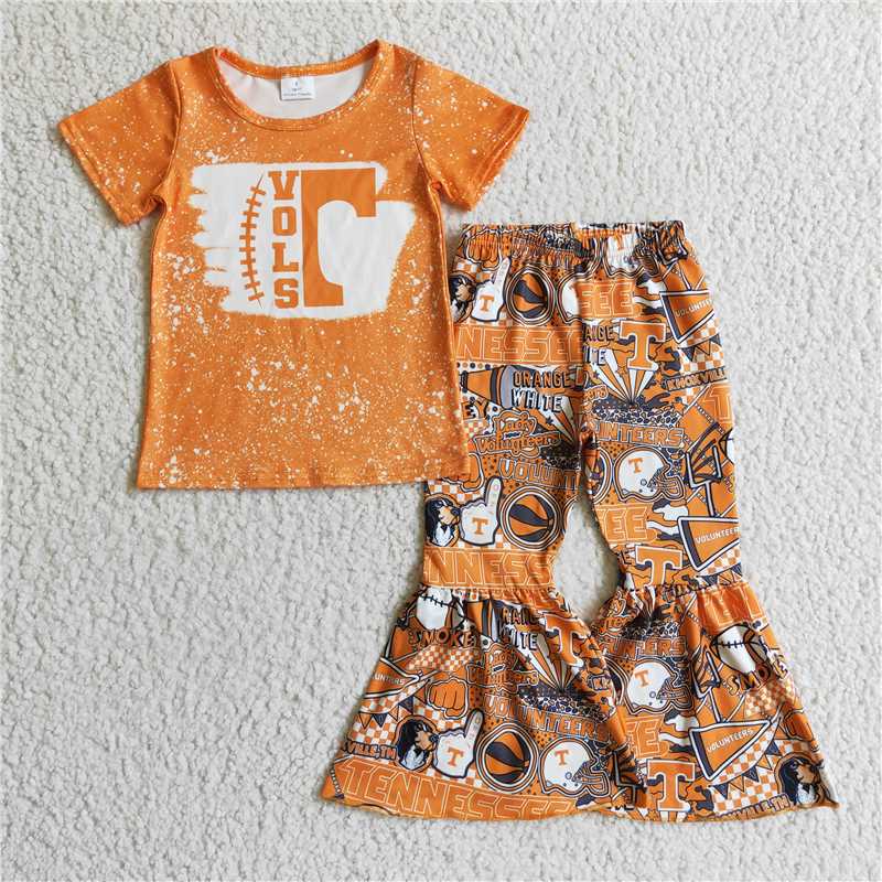 GSPO02412023 summer new recruit girl VOLS orange short sleeve trousers suit fashion cute suit wholesale price