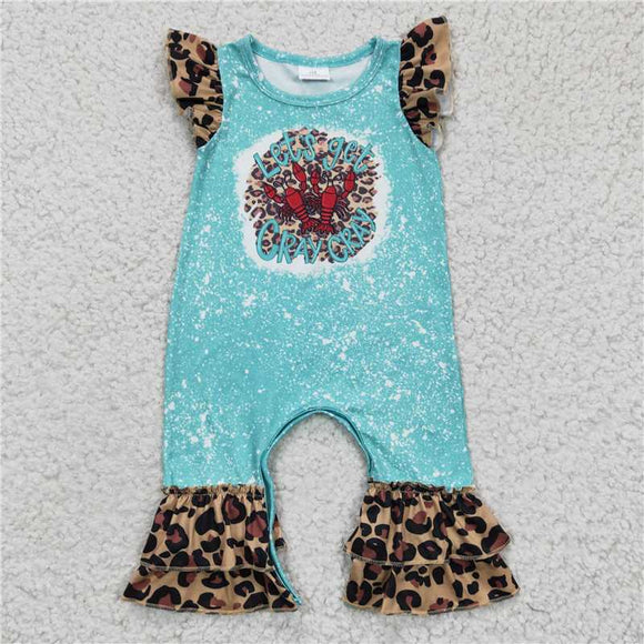 SR0151 Girls Crayfish Blue Flying Sleeve Jumpsuit