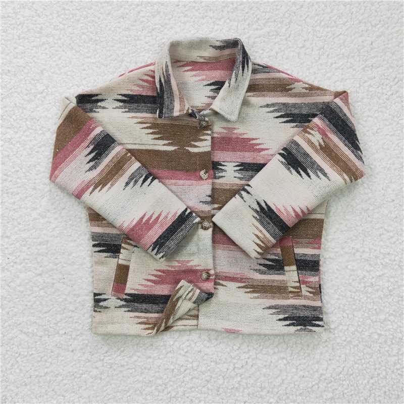 GT00842023 New girl pink brown geometric stripe pattern fashion cute shirt wholesale price