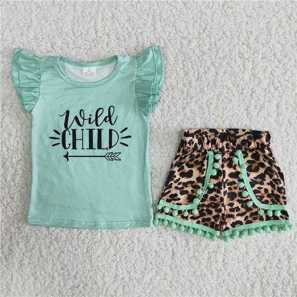 RTS new arrive girls clothes wild child leopard cute girl summer wear kids clothing sets lovely toddler baby girl outfit