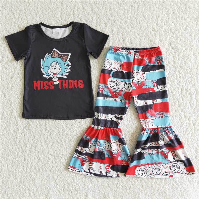 RTS kids clothes black cute girl bell pants sets toddler girl clothes baby clothing sets