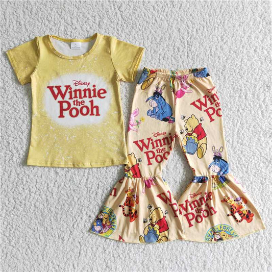 GSPO0014 Letter-print yellow short-sleeved top with flared pants with the new anime movie image