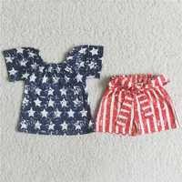 D13-29  Independence Day Shorts Short Sleeve Suit Girls