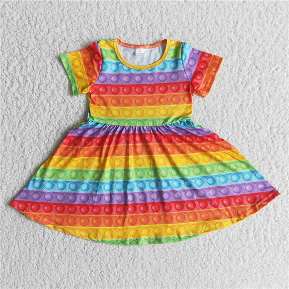 E6-15   Colorful Balloon Print Dress Summer Girls