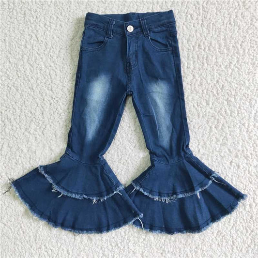 P0003Blue double lace denim pants