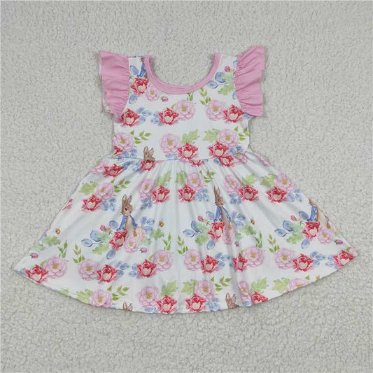 GSD0223Girl rabbit Flower Flying Sleeve dress