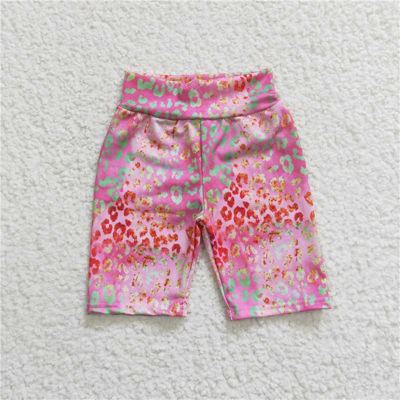 SS0028summer new girls rose leopard print cycling pants fashion cute set boutique wholesale price