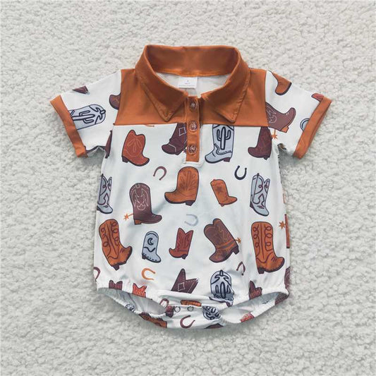 SR0221Summer new boots orange short sleeve onesie fashion cute boutique set wholesale price