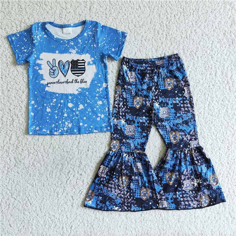 B8-2Summer blue spotted short sleeves with trousers