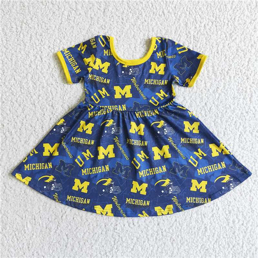 GSD0121Summer MICHIGAN girls short sleeve dress wholesale price