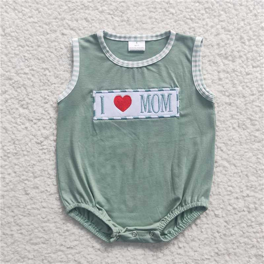 SR0238Boys wholesale price new embroidery love MOM Sleeveless boutique cute fashion crew neck onesie