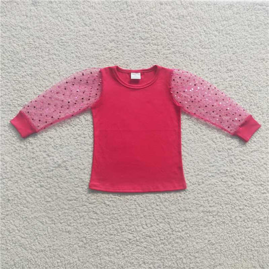 GT0176Girls rose lace long-sleeved fashion cute top