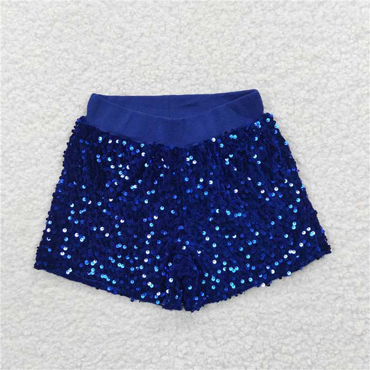 SS0038Summer wholesale price girls fashion cute sapphire blue sequin boutique shorts