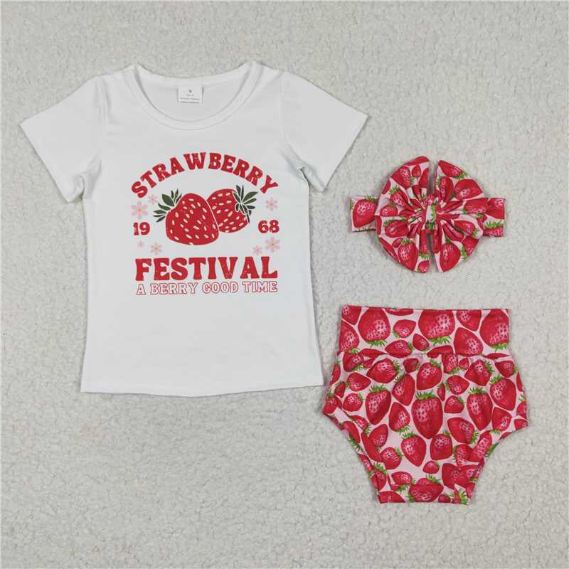 GBO0097Strawberry short sleeve briefs suit