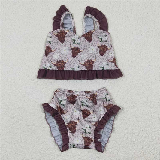 S0103Alpine Cowflower Swimsuit brown